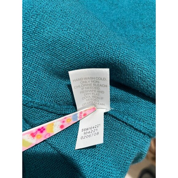 J. Jill Womens Teal Cardigan Sweater M Polyester Wool Blend With Pockets - Picture 13 of 16